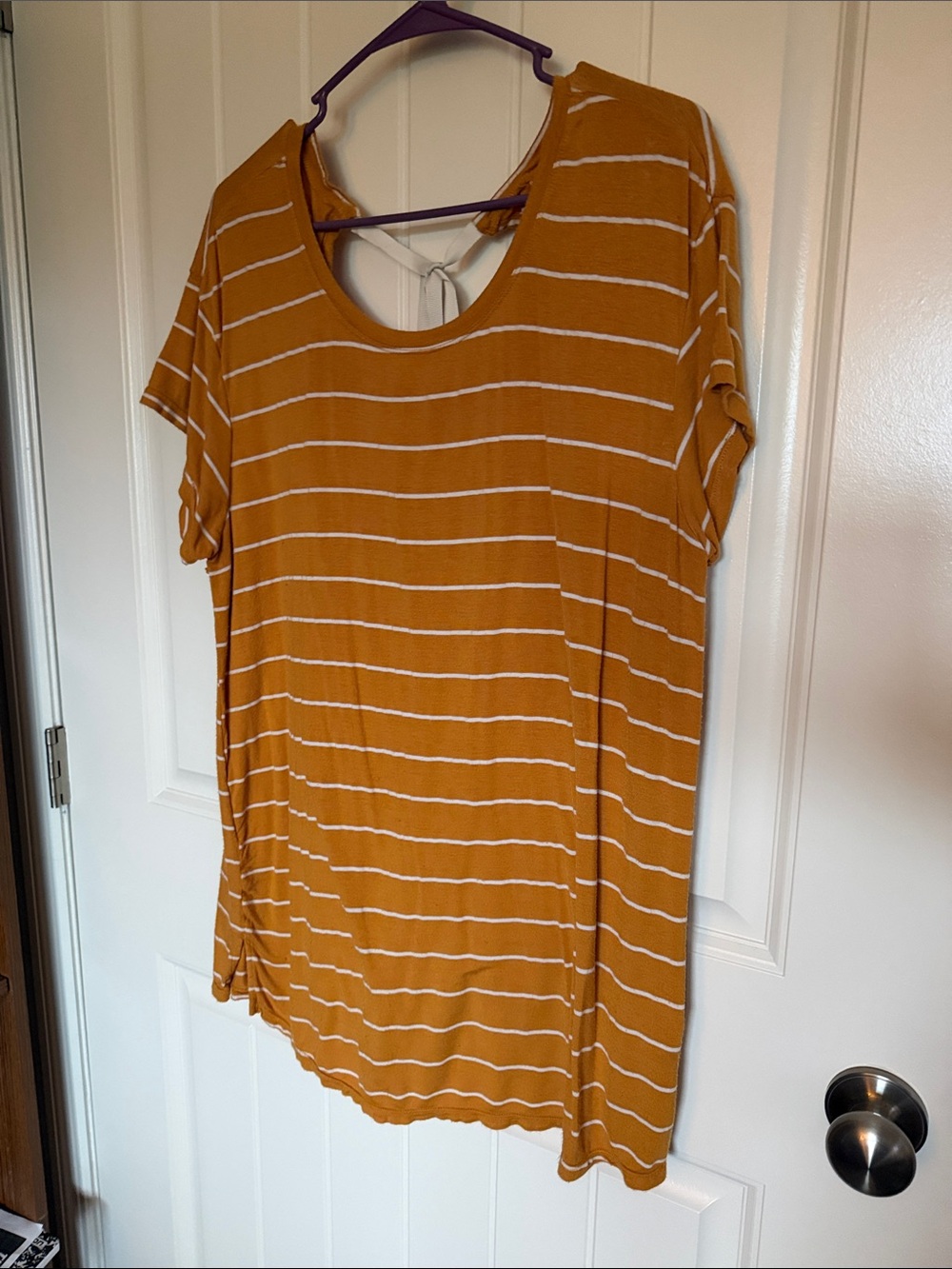 Terra & Sky Yellow Striped Blouse 0X/14W